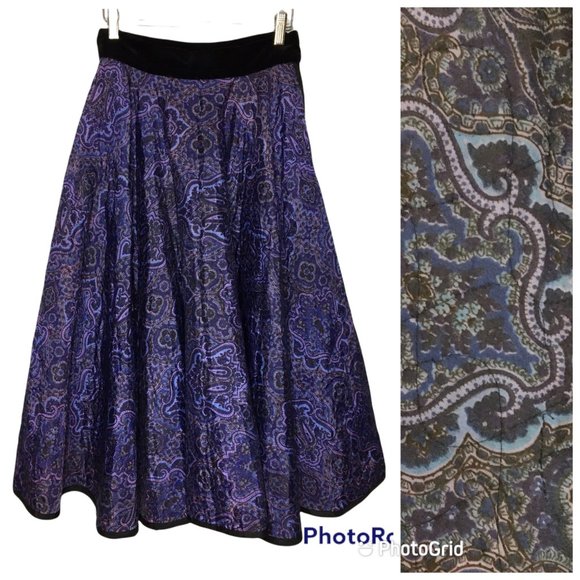 Vintage 50's Purple Quilted Full Circle Skirt, Rockabilly Swing Pin Up Sock Hop - Picture 1 of 16